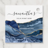 任意のイベント、エレガントBlue Agateおよび金ゴールドメッセージカード フェイバータグ (裏面)