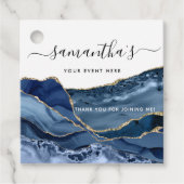 任意のイベント、エレガントBlue Agateおよび金ゴールドメッセージカード フェイバータグ (正面)