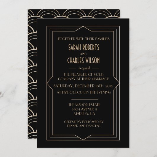 任意のイベント - グレートギャツビー アートデコの招待状 招待状 (正面/裏面)