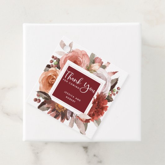 任意のイベント、バーガンディとブッシュの花の感謝 フェイバータグ (インサイチュ)