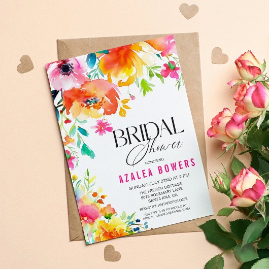 任意のイベント フラワー ウォーターカラー 招待状