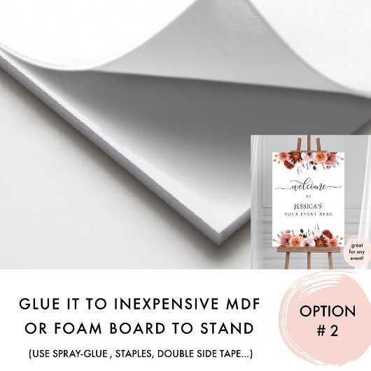 任意のイベント、ブルゴーニュ、および赤面フローラウェルカムサイン ポスター