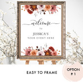 任意のイベント、ブルゴーニュ、および赤面フローラウェルカムサイン ポスター