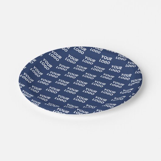 任意のイメージまたはビジネスロゴ編集可能ダークネイビーブルー ペーパープレート (アングル)