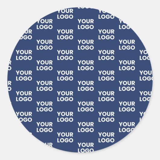 任意のイメージまたはビジネスロゴ編集可能ダークネイビーブルー ラウンドシール (正面)