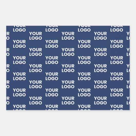 任意のイメージまたはビジネスロゴ編集可能ダークネイビーブルー ラッピングペーパーシート (正面2)