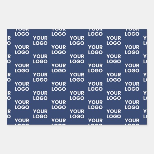 任意のイメージまたはビジネスロゴ編集可能ダークネイビーブルー ラッピングペーパーシート (正面)