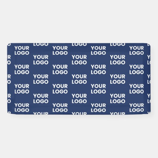 任意のイメージまたはビジネスロゴ編集可能ダークネイビーブルー 横断幕 (横)