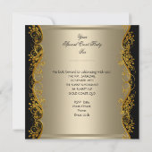 任意のエレガントイベントパーティーコーヒー金ゴールドレッドローズ 招待状 (裏面)