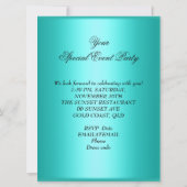 任意のエレガントイベントパーティーティール（緑がかった色）紫色の金ゴールド花 招待状 (裏面)