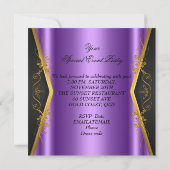任意のエレガントイベントパーティー紫金ゴールド蝶 招待状 (裏面)