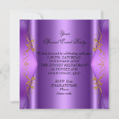 任意のエレガントイベントパーティー紫金ゴールド蝶 招待状 (裏面)