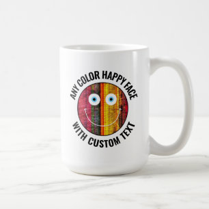 任意のカスタムの背景文字ハッピー顔(WHT) コーヒーマグカップ