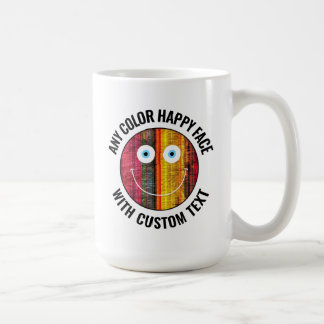 任意のカスタムの背景文字ハッピー顔(WHT) コーヒーマグカップ