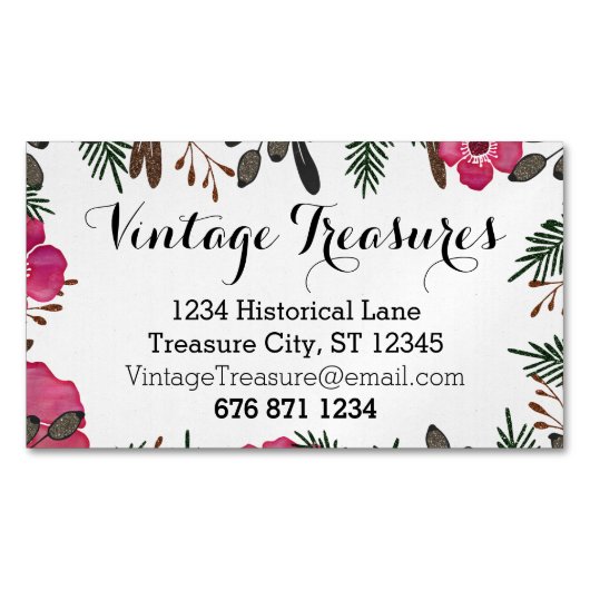 任意のカスタムの花柄 マグネット名刺 (正面)