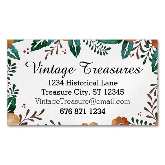 任意のカスタムの花柄 マグネット名刺 (正面)