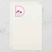 任意のカスタムカラモノグラムラズベリーガーベラデイジー 便箋 (正面/裏面)