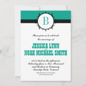 任意のカスタムカラーエメラルドモノグラム結婚ズ 招待状 (正面)