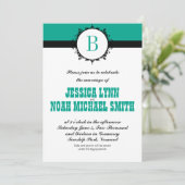 任意のカスタムカラーエメラルドモノグラム結婚ズ 招待状 (スタンド正面)