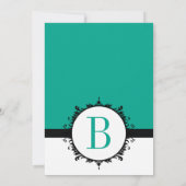 任意のカスタムカラーエメラルドモノグラム結婚ズ 招待状 (裏面)