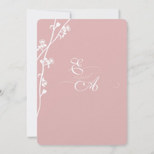任意のカスタムカラー野生の花の結婚枝 招待状 (裏面)