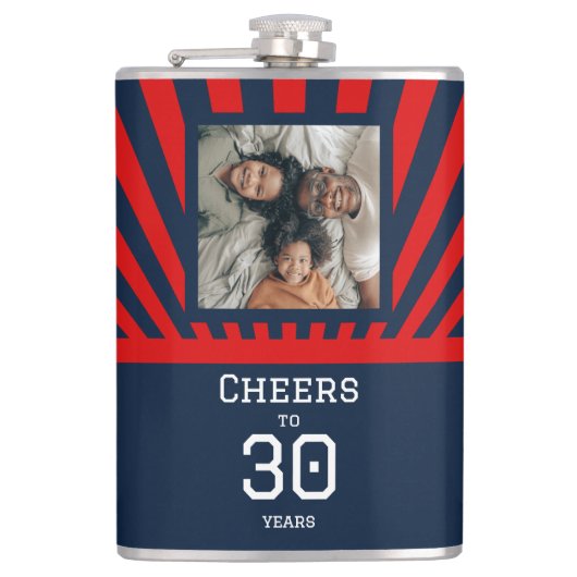 任意のカスタム年齢への写真応援 – 誕生日 フラスク (正面)