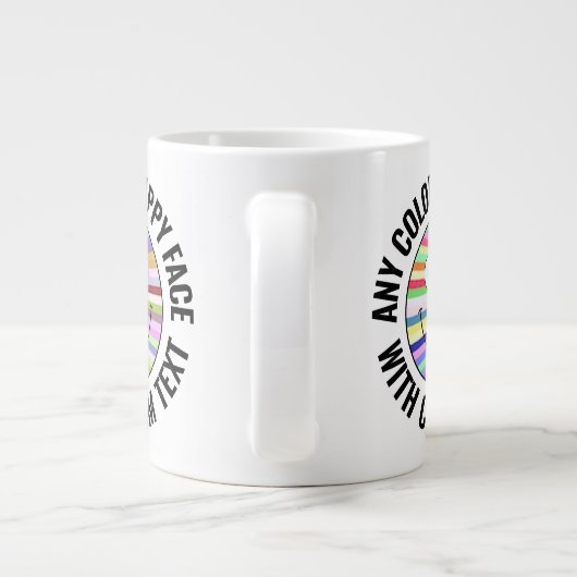 任意のカスタム文字の背景顔(BLCK) ジャンボコーヒーマグカップ (裏面)