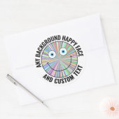 任意のカスタム文字色、背景顔(BLK) ラウンドシール (封筒)