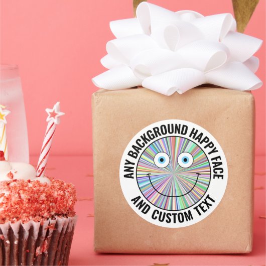 任意のカスタム文字色、背景顔(BLK) ラウンドシール (パーティー)