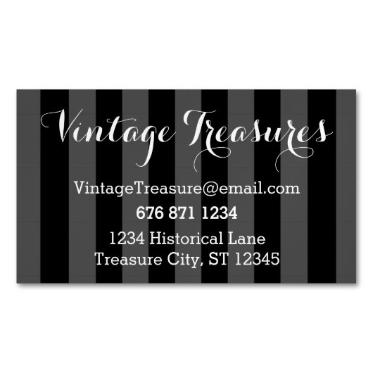 任意のカスタム色のストライプパターン マグネット名刺 (正面)