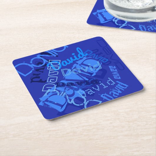 任意のカッコいい名前のコラージュ スクエアペーパーコースター (アングル)