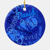 任意のカッコいい名前のコラージュ セラミックオーナメント (裏面)