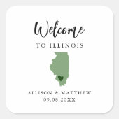 任意のカラーイリノイ結婚のウェルカムバッグまたはボックス スクエアシール (正面)