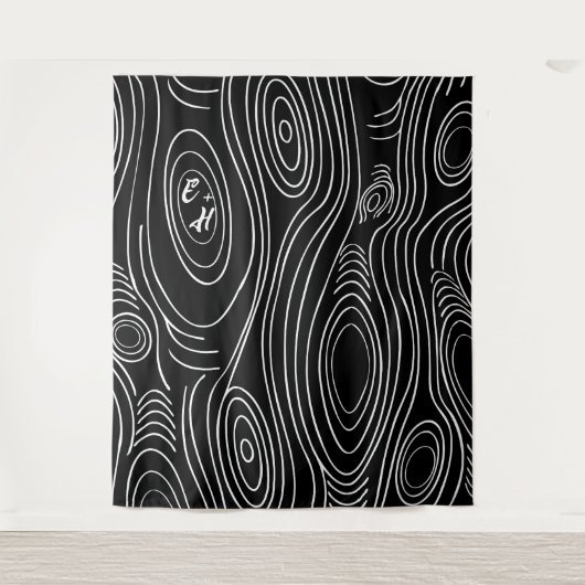 任意のカラーウッドグレイン素朴抽象芸術アート タペストリー (正面)