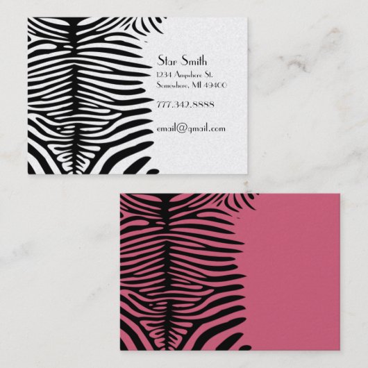 任意のカラーカードの上品なゼブラスキンハニーサックル 名刺 (正面/裏面)