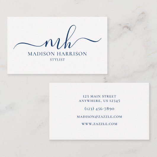 任意のカラースクリプトイニシャルと名刺の名前 名刺 (正面/裏面)