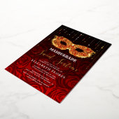 任意のカラーテーマスイート16マスカレード誕生日 箔招待状 (回転した状態)