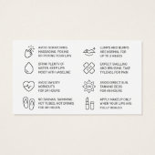 任意のカラーニードル唇フィラーアフターケアカード (裏面)