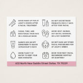 任意のカラーピンクの顔のアフターケア指示カード (裏面)