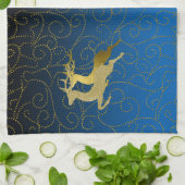 任意のカラーブラック2グラデーション金ゴールドトナディアホリデイ キッチンタオル (折り畳み)