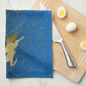 任意のカラーブラック2グラデーション金ゴールドトナディアホリデイ キッチンタオル (四つ折り)