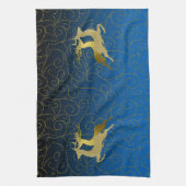 任意のカラーブラック2グラデーション金ゴールドトナディアホリデイ キッチンタオル (縦)