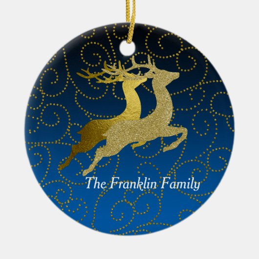 任意のカラーブラック2グラデーション金ゴールドトナディアホリデイ セラミックオーナメント (正面)