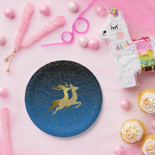 任意のカラーブラック2グラデーション金ゴールドトナディアホリデイ ペーパープレート (パーティー)