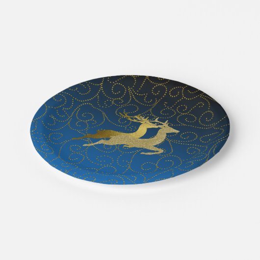 任意のカラーブラック2グラデーション金ゴールドトナディアホリデイ ペーパープレート (アングル)