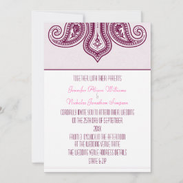 任意のカラーヘナスタイルペイズリーパターン 招待状
