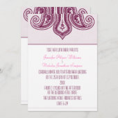 任意のカラーヘナスタイルペイズリーパターン 招待状 (正面/裏面)