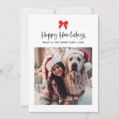 任意のカラーボウ | Happy Howlidays with Pet Photo シーズンカード (正面)