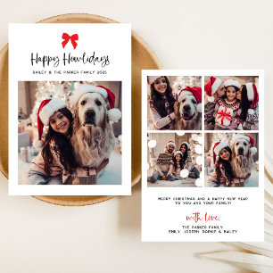 任意のカラーボウ   Happy Howlidays with Pet Photo シーズンカード
