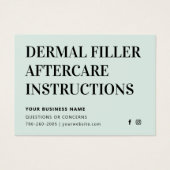 任意のカラーミント真皮フィラーBotoxアフターケアカード (正面)